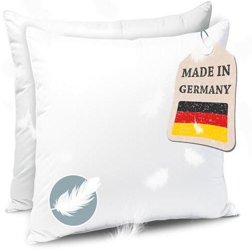 Kopfkissen Federkissen Made in Germany - Kissen mit 100% Federfüllung - Federkopfkissen mit Bezug aus Baumwolle - Ökotex-Zertifiziert - Füllkissen für erholsamen Schlaf - Kissen 80x80 2er Set