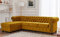 William - Chesterfield Ecksofa Links - 4 Sitzplätze - aus Samt Gelb