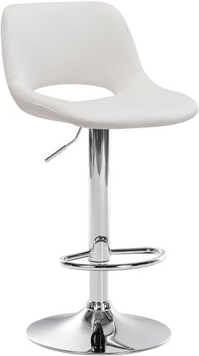 CLP Barhocker Camden I Samt-Bezug I Drehbar, Farbe:Creme, Material Gestell:Metall in Chromoptik