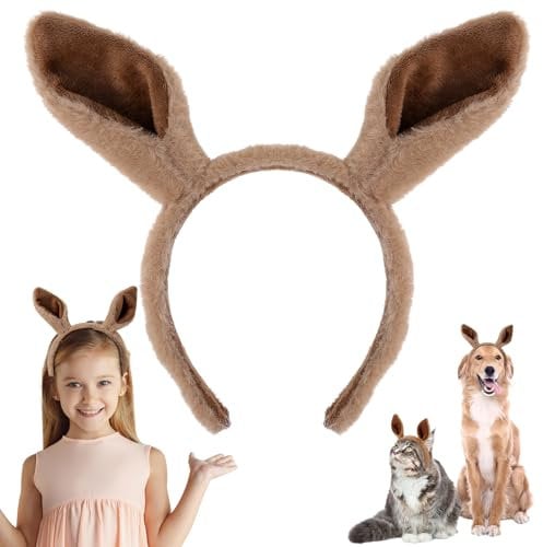 Sibba Horse Ears Headband Makeup Hairband Animal Caps Soft Women Hair Accessorie Movable Costumes Elastic Head Wear for Party Washing Face Spa Gifts Cosplay Dress up Light Brown