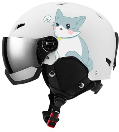 Sharplace Snowboard Helmet Head Protector Sweat Absorbing Portable Versatile Skin-friendly Sports Visor Snow Goggles for Outdoor Riding, WHITE, M