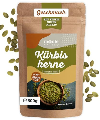 Semi di zucca crudi Monte Nativo (500g) - Semi di zucca crudi aromatici e gustosi ideali per cucinare zuppe e salse - Semi di zucca come spuntino sano - Pumpkin Seeds