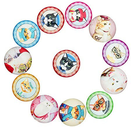 KALLORY 20pcs Whiteboard Half Round Cabochons Half Round Dome Cabochons Fridge Patch Cabochons Gemstones Cat Clear Ornaments for Crafts Mosaic Cabochons Refrigerator