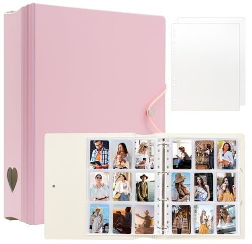 A4 Fotoalbum für Instax Mini 11 12 9 8+ 8 7+ LiPlay Film, Fotokartenbinder für Polaroid SnapTouch PIC-300 Z2300 Fotodrucker, 2x3 Fotobuch für Kpop Card (Rosa)