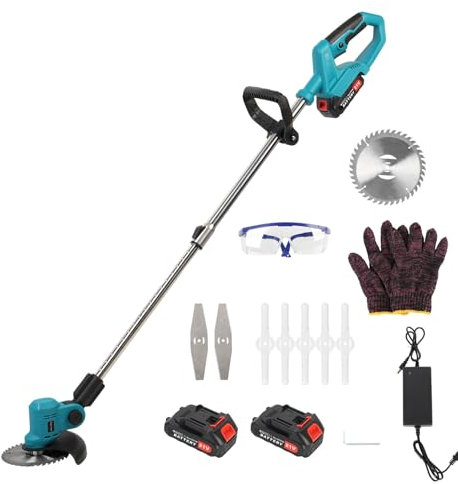 qorkhogr Désherbeur électrique sans Fil 21 V, 6 Pouces, Coupe-Herbe électrique Portable alimenté par Batterie, Coupe-Bordure rétractable, débroussailleuse, Tondeuse à Gazon pour pelouse, Cour,