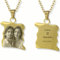 LUTTO Collar con foto, Collar personalizado, Colgante personalizado, Colgante con foto y texto Grabado, Chapas de identificación, Medalla de Acero, Corazón, Pergamino (Pergamino dorado 28 mm)