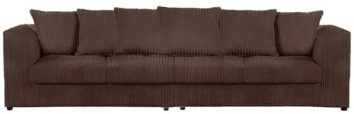 4-Seater Jumbo Cord Sofa, Large Living Room Couch, Multiple Colours (BROWN)