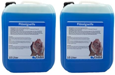 FABA Flüssigseife, Handseife blau frisch angenehm, 2 x 10 Liter, Seife für Seifenspender