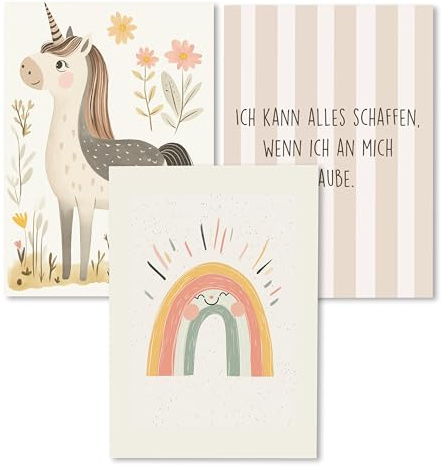Kidsmood - Affirmationsposter für Kinderzimmer - Ermutigende bilder fürs Kinderzimmer Mädchen & Jungen – Babyzimmer Deko – Wandbilder Tiere für Kinderzimmer deko [Zauberwelt |30x40 cm ]