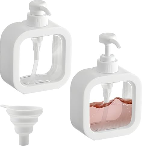 JOZMMZEOOA 2Pcs Soap Dispensers 300MLDishwashing Liquid Shower Gel Shampoo Dispenser White Square Liquid Lotion Hand Dispensers with Pump for Shower and Sink