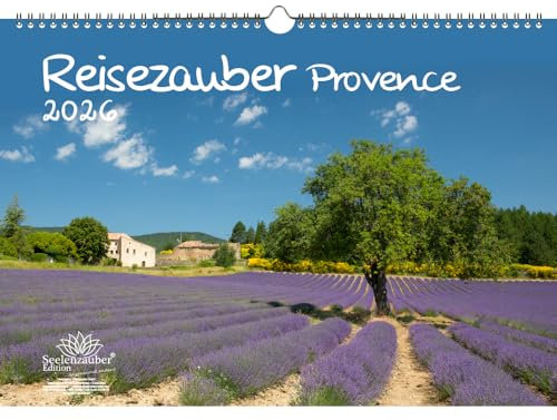 Reisezauber Provence DIN A3 Kalender für 2026 Urlaub Frankreich - Gset-Inhalt: 1x Kalender 1x Weihnachtsanhänger 1x Grußanhänger (gesamt 3 Teile)