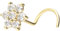 PIERCINGLINE 14 Karat Gold Nasenpiercing Spirale MOISSANIT BLUME Piercing Nase Stecker Gelbgold Kristallklar