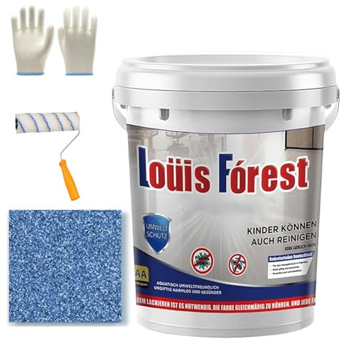 Louis Forest Epoxy Bodenbeschichtung, Epoxy gefärbter Sandbodenlack, Hochglanz Marmoreffekt Marmorgaragenfarbe, wasserbasierte wasserdichte und rutschfeste Garagenbeschichtung (Himmelsblau, 1 kg)
