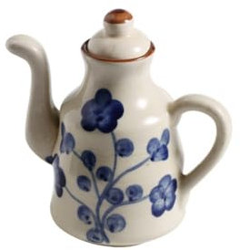 Japanese Sauce Bottles, Condiment Dispenser, Ceramic Oil Dispenser Bottle, Home Household Kitchen Utensils for Olive Oil Vinegar(Blue)