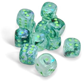 Borealis® 16mm d6 Kelp/light green Luminary Dice Block (12 dice)