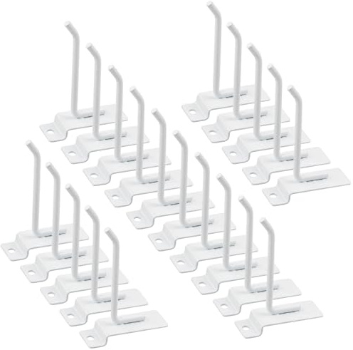 Swpeet 20pcs 4 Zoll Heavy Duty Slatwall Haken Sortiment Kit, Slatwall Zubehör Slatwall Panel Haken Garage Organisation Slat Wandhaken Pegboard Gridwall Haken Anzeigehaken für den Einzelhandel Weiß