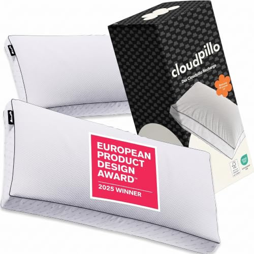 Cloudpillo Recharge Pillow - 2er-Set Kopfkissen, 40×80 cm, Luxus Hotelkomfort mit herausnehmbaren Kammern zur Höhenverstellung, temperatur-regulierende Oberfläche