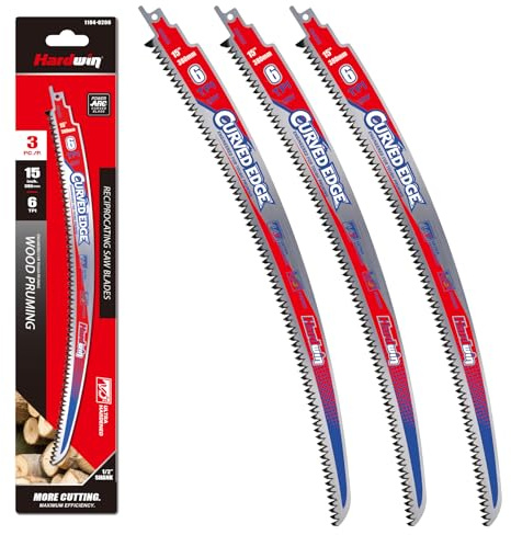 Hardwin 380mm Japanese Teeth Pruning Saw Blades, 6TPI Arc Edge, 3-Pack | Cr-V steel arc edge blade — fast clean cuts in wet wood & green timber; stays sharp through heavy use