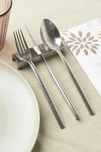 Set 4 poggia posate da tavolo acciaio INOX, porta 3 posate inossidabile per forchetta, coltello e cucchiaio, Design Elegante, Idea Regalo per Mise En Place di lusso per ristorante