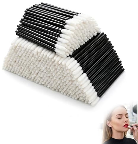 wilcractk 300PCS Cepillos para Maquillaje de Labios, Pinceles Desechables para Labio Ceja Pestaña, Brocha Microbrosse Makeup Tool Negro, Ideal para Viaje, Salón o Uso Profesional