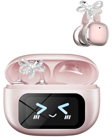 PTHTECHUS Cuffie Auricolari Aperte, Touchscreen Intelligente Auricolare Con Clip, Cuffia Traduzione, 3.7g Ultraleggero Comfort, 65 ore di Riproduzione, Auricolari Open Ear Bluetooth 5.4 (ROSA)