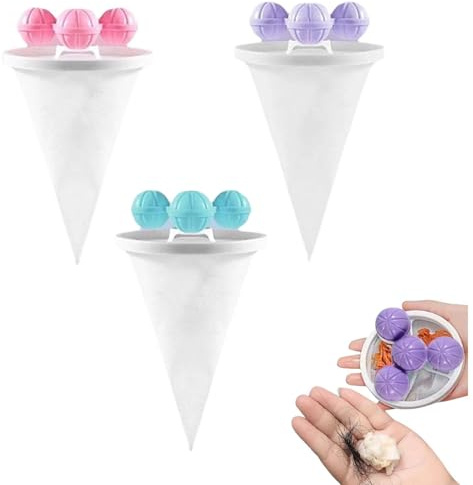 3 Pack Laundry Hair Catcher, Reusable Washing Machine Hair Catcher Balls & Lint Traps, Washing Machine HairFilter Cleaning Mesh Bag, Floating Filter Mesh Bag Prevents Clogging for Laundry