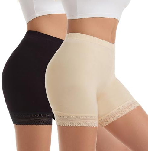 Vinconie Leggings Cortos Mujer Encaje Pantalones Interiores para Vestidos | Mallas Cortas, Transpirables, Invisibles, De Seguridad, Para Verano, Suaves, Antirozaduras, Cómodas Para Vestidos