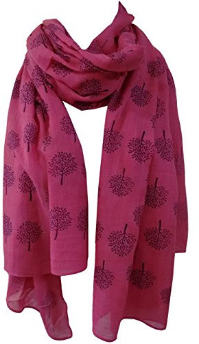 Mulberry Tree Print Scarf Womens Lightweight Fashion Large Wrap (Fuchsia Pink)