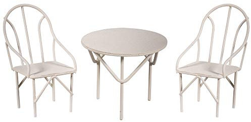 Rayher 46234102 Set da giardino in miniatura per giardino delle fate, casa delle bambole e terrario, 3 pezzi, bianco