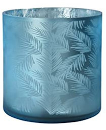sompex Awhia Windlicht Vase Farne, Farbe:Silber-blau, Größe:24.5 x 24.5 cm (XL)