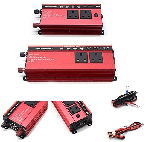 RUILASA Car 3000w power inverter DC 12v to AC 230v car converter 4 USB camp two socket with Crocodile Clip for Battery