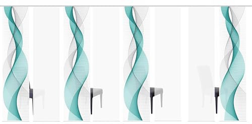 Home Fashion 98669, 8er-Set Schiebegardinen 'OPALIA' | 8 x 245 x 60 cm | inkl. Zubehör | Farbe:, Farbe:rot