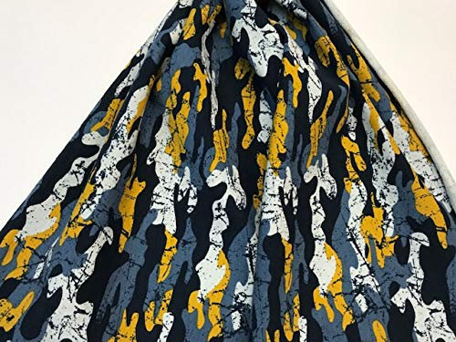 Baumwollstoffe, Meterware, Sweatshirt, Camouflage, Blau, 100 % Baumwolle, Stretchstoffe, 1 Meter x 140 cm, kostenlose Versand, Kinderstoffe, Textil Pertex