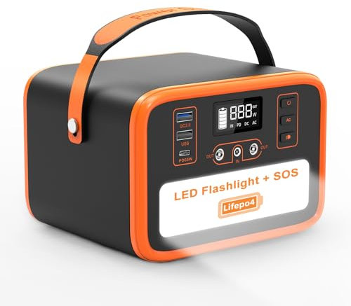 NECESPOW Portable Power Station, 153.6Wh/48000mAh Solar Generator, Lifepo4 Akku-Stromversorgung mit 200W (Peak 400W) AC Outlet QC3.0 SOS Taschenlampe für CPAP Camping Travel Outdoor Home RV Emergenc