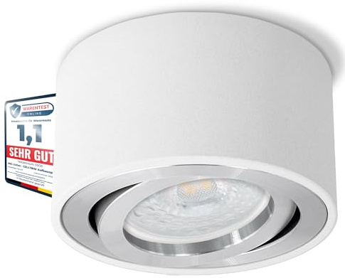 SSC-LUXon LED Aufbauleuchte CELI-1W mit fourSTEP Dimmbar ohne Dimmer - 4W warmweiß 230V - Aufbauspot flach weiß rund