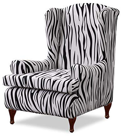 VanderHOME Sesselbezug Stretch Elastischer Ohrensessel Husse Spandex Gedrucktes Muster Antirutsch Sofaüberwurf Sessel-Überwürfe für Ohrensessel, Zebra