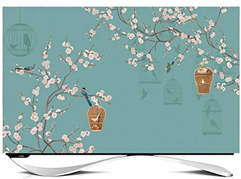 NAKAN Indoor TV Cover Dust-proof TV Protector For Flat Screen Curved Screen Painting Printed Cotton Linen Fabric TV Display Protector 24-65 Inch(Color:brids,Size:24in)