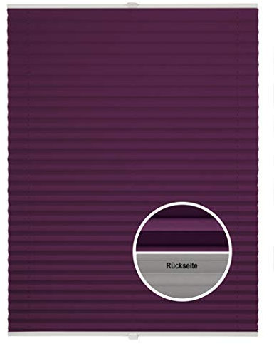 ondeco Plissee Thermo ohne Bohren mit Klemmträger,Sonnenschutz für Fenster innen, lichtschutz und Blickdicht, Faltrollo Sichtschutz für Tür, Jalousie Rollo leicht verdunkelnd Lila 40x130 cm