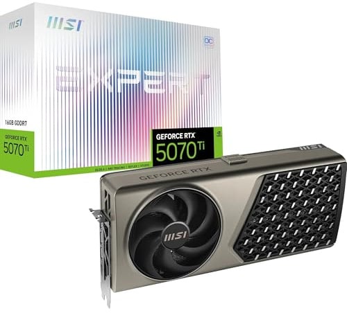 MSI NVIDIA GeForce RTX 5070 Ti 16G Expert OC Carte Graphique - 16 Go GDDR7 (28 Gb/s/256 Bits), PCIe 5.0 - Flow FROZR 2 (2 Ventilateurs STORMFORCE) - HDMI 2.1b, DisplayPort 2.1b