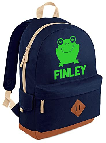 Rucksack, Frosch-Design, personalisierbar, navy, Einheitsgröße