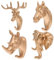 TOPBATHY 4pcs Tier Kleiderhaken Wandhaken Wandgarderobe Huthaken Garderobenhaken Tierkopf Hirschkopf Wanddeko für Wand Tür Außen Innen Balkon Garten Gold Deko Hirsch Pferd Nashorn Elefant