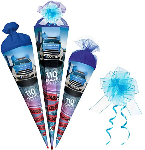 alles-meine.de GmbH Schultüte - Polizei Auto/Fahrzeug 35-100 cm Größe wählbar Zubehör - passende kleine Deko Schultüten - Zuckertüte - Tüllabschluß/Filzabschluß - eck..