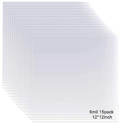 15 Pack 6 Mil Mylar Sheets, 12 x 12inch Clear Blank PET Blank Stencil Material, Make Your Own Stencil Compatible Vinyl Cutting Maching