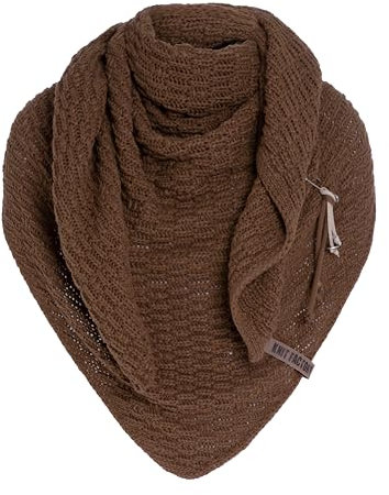 KNIT FACTORY - Dreiecksschal Jaida - Damen Strickschal mit Wolle - Hochwertige Qualität - XXL Schal - 190 x 85 cm - Tobacco