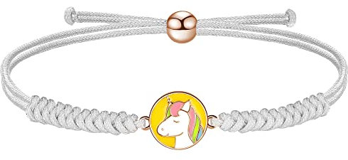 JENDEAR SHINE Einhorn Armband Damen Mädchen, Geflochtenes Seil Glücksarmband, Geburtstag Jubiläum Abschlussgeschenk