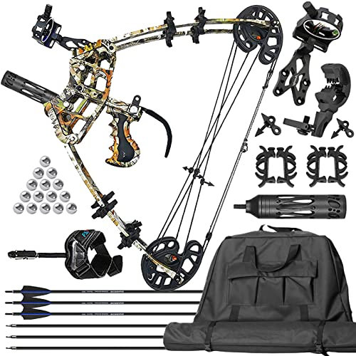 ZSHJGJR Bogenschießen Compound Bogen Set 45lbs Stahlkugel Compound Bogen und Pfeile Set Dual-Use Compound Bogen für Pfeile und Stahlkugeln Bogen für Erwachsene Jagdbogen Bogen Jagd (Camo - Set 2)