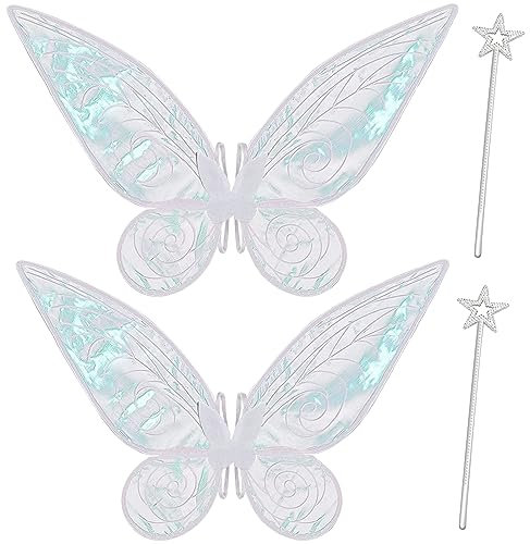 Goenb 2 Paar Feenflügel Erwachsene Feenflügel Kinder, Feen Flügel Damen Erwachsen Fasching Kostüm Fairy Wings für Karneval Geburtstag Halloween Weihnachten Rollenspiele Comic Con Themed Party