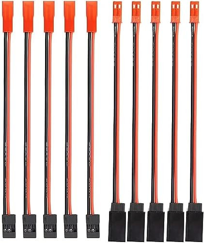 10x Stück (5 Paar) Adapter-Kabel JST BEC auf Servo Stecker Buchse 100mm RC Verbindung Servokabel Silikon Draht RC Verbinder