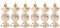 6 PCS Mini Sweet Shaped Baubles, Glitter Decorated Candy Cane Christmas Tree Ornaments, Champagne Gold