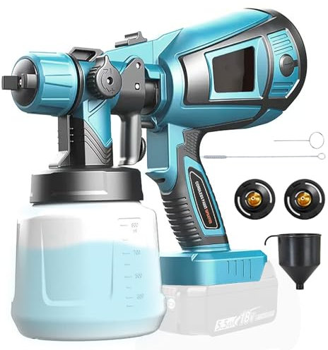 Cordless Paint Sprayer Compatible with Makita 18V Battery, Spray Paint Gun 1000ml, 3 Spray Patterns Paint Sprayer for Walls and Ceilings, Glazes and Fence Spray(Tool only, no battery)